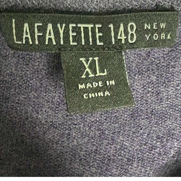 Lafayette 148 Extrafine Wool Pleated Front Buttoned Cardigan - Purple - XL - Picture 6 of 8